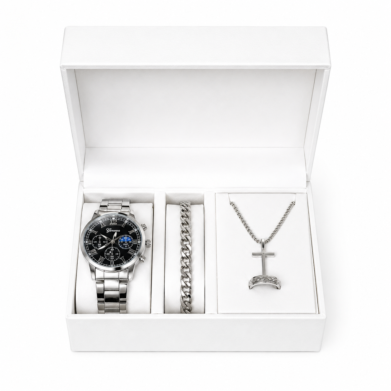 Coffret Prestige Homme 3 Pièces Montre + Bracelet + Collier LINDA-ZA MARKET  LINDA-ZA MARKET